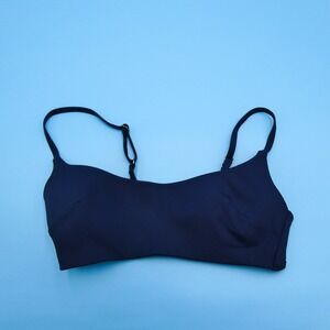 Victoria's Secret Bikini Top Womens Small Ribbed Scoop Neck Navy Blue Nylon